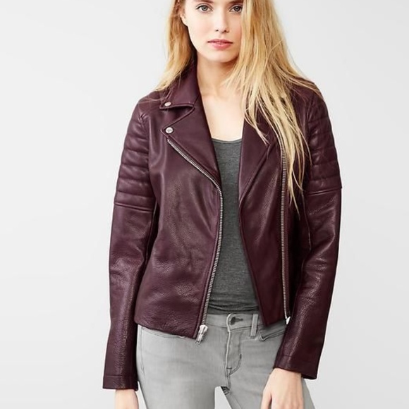 gap leather moto jacket women's